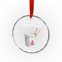 Happy Jewish Christmas Crystal Glass Ornament Chinese Noodle Asian Take Out TS11