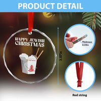 Happy Jewish Christmas Crystal Glass Ornament Chinese Noodle Asian Take Out - Wonder Print Shop