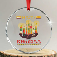 Happy Kwanzaa African American Xmas Crystal Glass Ornament TS09