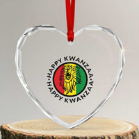 Happy Kwanzaa King Lion Of Africa Heritage Gift Heart Crystal Glass Ornament - Wonder Print Shop