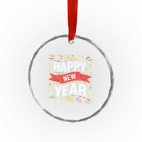 Happy New Year 2025 Crystal Glass Ornament Confetti Fireworks Party Supplies Family Matching TS02