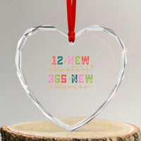 Happy New Year Heart Crystal Glass Ornament 12 New Chapters 365 New Chances - Wonder Print Shop