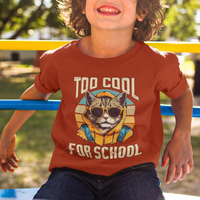 Too Cool For School Cat T Shirt For Kid Back To School Retro Vintage - Wonder Print Shop