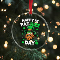 Happy St Pat Rizz Day Crystal Glass Ornament Funny St. Patrick's Day Leprechaun TS02