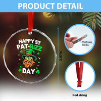 Happy St Pat Rizz Day Crystal Glass Ornament Funny St. Patrick's Day Leprechaun TS02