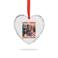 Harriet Tubman Courage Is Freedom Heart Crystal Glass Ornament Black History Gift - Wonder Print Shop