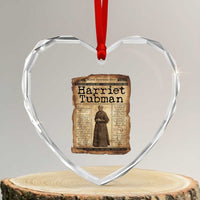 Harriet Tubman Newspaper Heart Crystal Glass Ornament Strong Black Woman Leader Gift