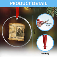 Harriet Tubman Quote Crystal Glass Ornament I Freed A Thousand People Vintage Poster - Wonder Print Shop