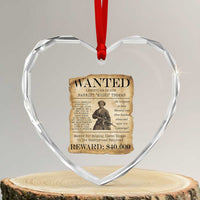 Harriet Tubman Wanted Reward Poster Heart Crystal Glass Ornament Liberty Or Death - Wonder Print Shop