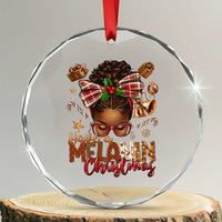 Have A Melanin Xmas African American Girl Xmas Crystal Glass Ornament TS11