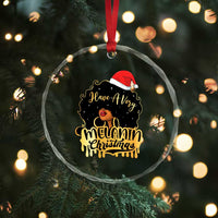 Have A Melanin Xmas African American Santa Girl Xmas Crystal Glass Ornament TS11