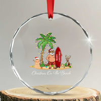 Hawaii Crystal Glass Ornament Christmas On The Beach Holiday Xmas Palm Tree TS10