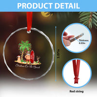 Hawaii Crystal Glass Ornament Christmas On The Beach Holiday Xmas Palm Tree TS10