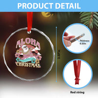 Hawaii Crystal Glass Ornament Surfing Santa With Tattoos Aloha Christmas TS10