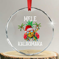 Hawaii Xmas Crystal Glass Ornament Mele Kalikimaka Hawaiian Pineapple Xmas Lights Santa Hat TS10