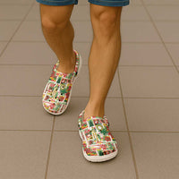 Hawaiian Santa Christmas Pattern Clogs Shoes White Version - Wonder Print Shop