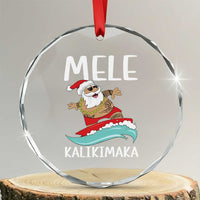 Hawaiian Xmas Crystal Glass Ornament Mele Kalikimaka Hawaii Surfing Santa Tropical Beach TS10