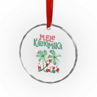 Hawaiian Xmas Crystal Glass Ornament Mele Kalikimaka Santa Climb Palm Tree TS09