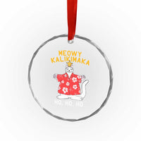 Hawaiian Xmas Cute Cat Crystal Glass Ornament Meowy Kalikimaka Hawaiian Cat Ho Ho Ho Xmas Tree TS09