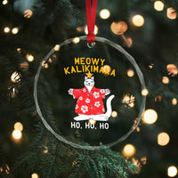 Hawaiian Xmas Cute Cat Crystal Glass Ornament Meowy Kalikimaka Hawaiian Cat Ho Ho Ho Xmas Tree TS09
