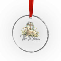 He Is Risen Crystal Glass Ornament Christian Religious Easter Day Bible Verse Sheep - Wonder Print Shop