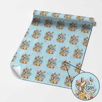 He Is Risen Floral Cross Christian Easter Wrapping Paper Roll Spring Flowers Butterfly Faith Inspirational Gift
