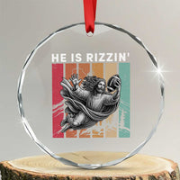 He Is Rizzin Crystal Glass Ornament Funny Christian Football Lover Gift TS12