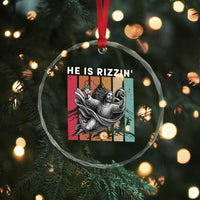 He Is Rizzin Crystal Glass Ornament Funny Christian Football Lover Gift TS12