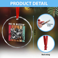 He Is Rizzin Crystal Glass Ornament Funny Christian Football Lover Gift TS12