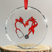 Healthcare Hero HIV Awareness Crystal Glass Ornament Red Ribbon Support Gift TS12