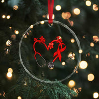 Healthcare Hero HIV Awareness Crystal Glass Ornament Red Ribbon Support Gift TS12