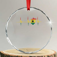 Heart Ghana Flag Crystal Glass Ornament Heartbeat EKG Pulse Proud Ghanaian