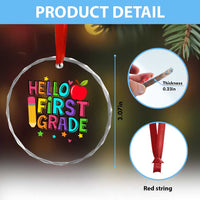 Hello First Grade Teacher Crystal Glass Ornament Back To School 1st Grade Team - Wonder Print Shop