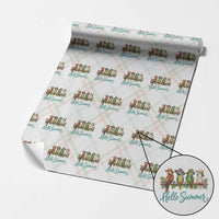 Hello Summer Parrots Wrapping Paper Roll Tropical Beach Vacation Graphic