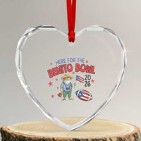 Here for the Benito Bowl 2026 Coquí Frog Heart Crystal Glass Ornament Puerto Rican Funny Football Music Fans