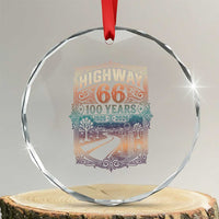 Highway 66 100 Years of the Mother Road Crystal Glass Ornament Centennial 1926-2026 Desert Oasis Retro Rainbow Graphic