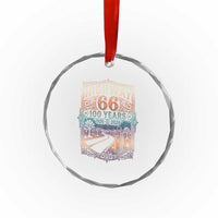 Highway 66 100 Years of the Mother Road Crystal Glass Ornament Centennial 1926-2026 Desert Oasis Retro Rainbow Graphic