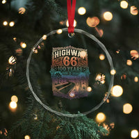 Highway 66 100 Years of the Mother Road Crystal Glass Ornament Centennial 1926-2026 Desert Oasis Retro Rainbow Graphic