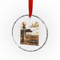 Highway 66 Classic Gas Pump Desert Classic Pickup Truck Car Lover Crystal Glass Ornament