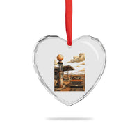 Highway 66 Classic Gas Pump Desert Classic Pickup Truck Car Lover Heart Crystal Glass Ornament