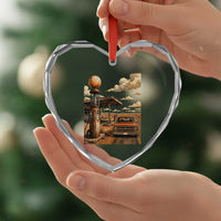 Highway 66 Classic Gas Pump Desert Classic Pickup Truck Car Lover Heart Crystal Glass Ornament