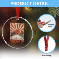 Highway 66 Main Street of America Sunset Horizon Crystal Glass Ornament Centennial 1926-2026 Retro Desert Sunburst Graphic