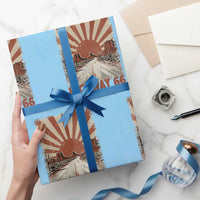 Highway 66 Main Street of America Sunset Horizon Wrapping Paper Roll Centennial 1926-2026 Retro Desert Sunburst Graphic