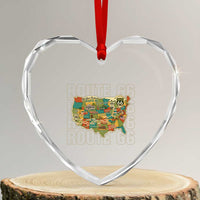 Highway 66 Travel Map 100th Anniversary 1926-2026 Heart Crystal Glass Ornament Vintage Americana Centennial Road Trip Souvenir