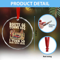Highway 66 Turn 100 I Turn 50 Crystal Glass Ornament Vintage 1976 Road Sign American Muscle Car Lover 50 Year Old Gift