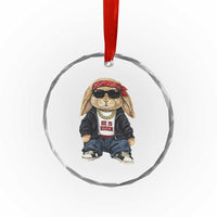 Hip Hop Easter Bunny He is Risen Jesus Religious Christian Crystal Glass Ornament