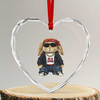 Hip Hop Easter Bunny He is Risen Jesus Religious Christian Heart Crystal Glass Ornament