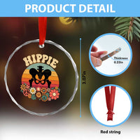 Hip Replacement Recovery Crystal Glass Ornament Hippie 70s Retro Sunset Floral Anatomy Graphic