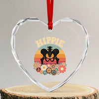 Hip Replacement Recovery Heart Crystal Glass Ornament Hippie 70s Retro Sunset Floral Anatomy Graphic