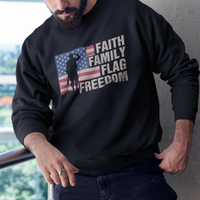 American Patriotic Sweatshirt Faith Family Flag Freedom US Flag Patriot - Wonder Print Shop